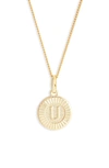 Bracha Initial Medallion Pendant Necklace In Gold - U