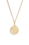 Bracha Initial Medallion Pendant Necklace In Gold - Q