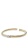 David Yurman 18kt Yellow Gold Diamond X Cable Spira Cuff Bracelet In Diamond