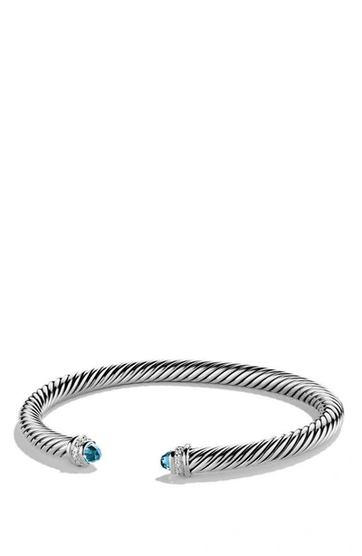 David Yurman Cable Classics Bracelet With Semiprecious Stones & Diamonds In Blue Topaz
