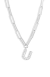 Nadri Pavé Initial Pendant Necklace In Rhodium - U