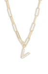 Nadri Pave Initial Pendant Necklace In Gold In Gold - V