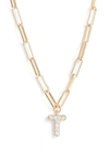 Nadri Pave Initial Pendant Necklace In Gold In Gold - T