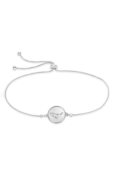 Sterling Forever Sterling Silver Aquarius Constellation Disk Bolo Bracelet In Silverapricorn