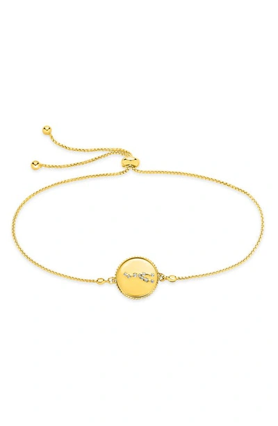 Sterling Forever Sterling Silver Aquarius Constellation Disk Bolo Bracelet In Goldaurus