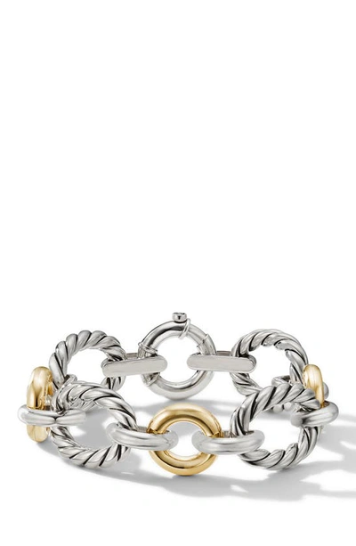 David Yurman Chain Cable & Smooth Chain Link Bracelet With 18k Yellow Gold In Gold Silver