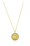 David Yurman Cable Collectibles Initial Pendant With Diamonds In Gold On Chain, 16-18 In K