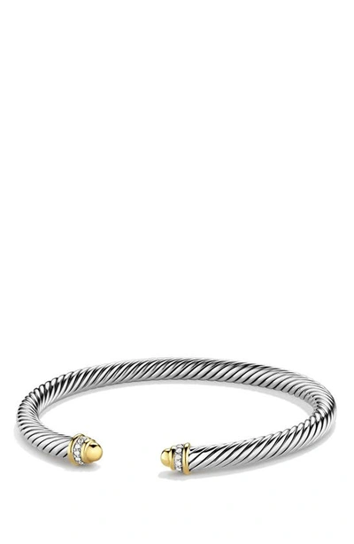 David Yurman Cable Classics Bracelet With 18k Gold Domes & Diamonds, 5mm