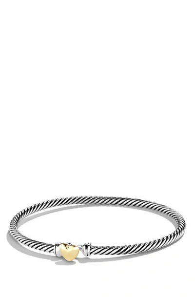 David Yurman Cable Collectibles Heart Bracelet In Silver With 18k Gold, 3mm