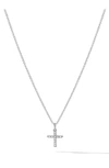 David Yurman Cable Collectibles Cross Necklace With Diamonds In Yellow/white Gold On Chain In Silver