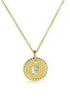 David Yurman Cable Collectibles Initial Pendant With Diamonds In F