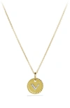 David Yurman Cable Collectibles Initial Pendant With Diamonds In V