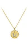 David Yurman Cable Collectibles Initial Pendant With Diamonds In U