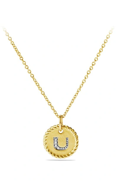 David Yurman Cable Collectibles Initial Pendant With Diamonds In U