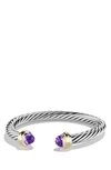 David Yurman Cable Classics Bracelet With Semiprecious Stones & 14k Gold, 7mm In Amethyst