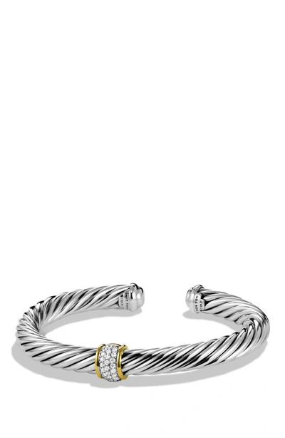 David Yurman Cable Classics Bracelet With Diamonds & 18k Gold In Silver