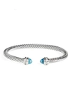 David Yurman Cable Classics Bracelet With Semiprecious Stones & Diamonds In Blue Topaz