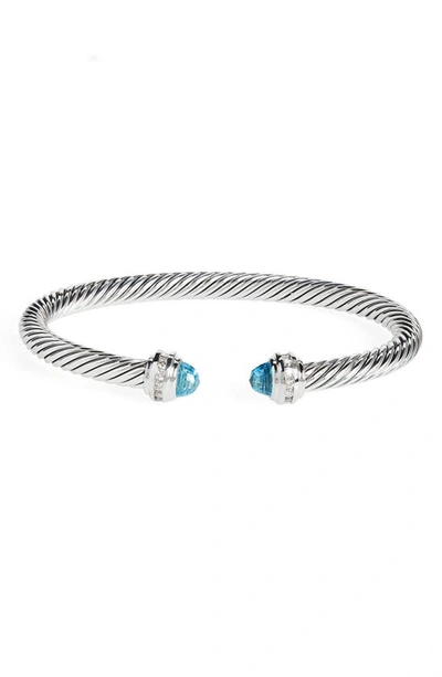 David Yurman Cable Classics Bracelet With Semiprecious Stones & Diamonds In Blue Topaz