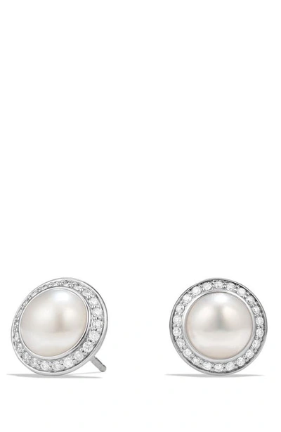David Yurman Cerise Petite Earrings With Pearls And Diamonds In White/silver