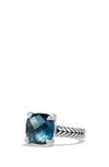 David Yurman Chatelaine Ring With Hampton Blue Topaz And Diamonds In Silver/ Hampton Blue Topaz