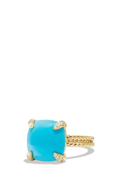 David Yurman Châtelaine Ring With Diamonds In Turquoise