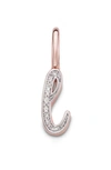 Monica Vinader Diamond Initial Pendant Charm In Rose Gold/ Diamond- L