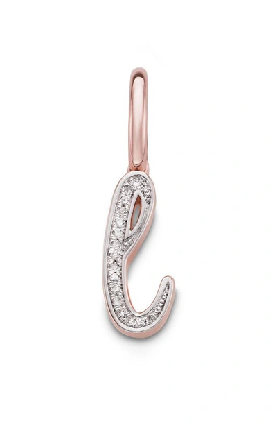 Monica Vinader Diamond Initial Pendant Charm In Rose Gold/ Diamond- L