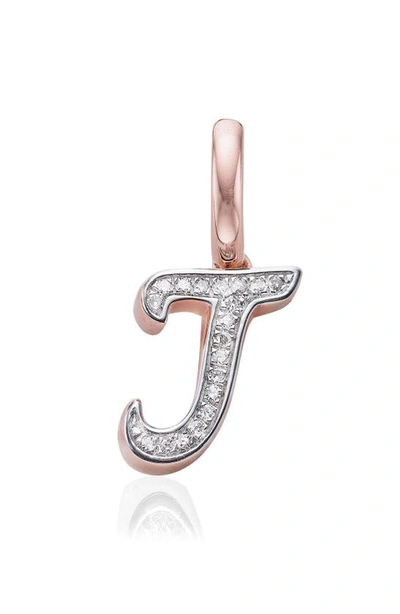 Monica Vinader Diamond Initial Pendant Charm In Rose Gold/ Diamond- J