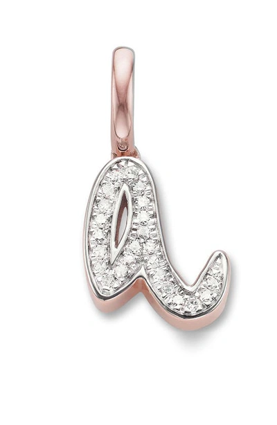 Monica Vinader Diamond Initial Pendant Charm In Rose Gold/ Diamond- A