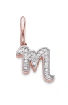 Monica Vinader Diamond Initial Pendant Charm In Rose Gold/ Diamond- M