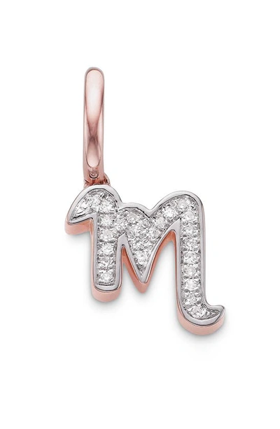 Monica Vinader Diamond Initial Pendant Charm In Rose Gold/ Diamond- M