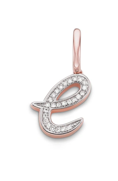 Monica Vinader Diamond Initial Pendant Charm In Rose Gold/ Diamond- E