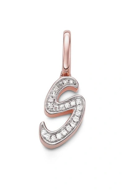 Monica Vinader Diamond Initial Pendant Charm In Rose Gold/ Diamond- S