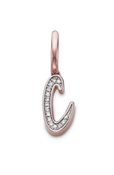 Monica Vinader Diamond Initial Pendant Charm In Rose Gold/ Diamond- C