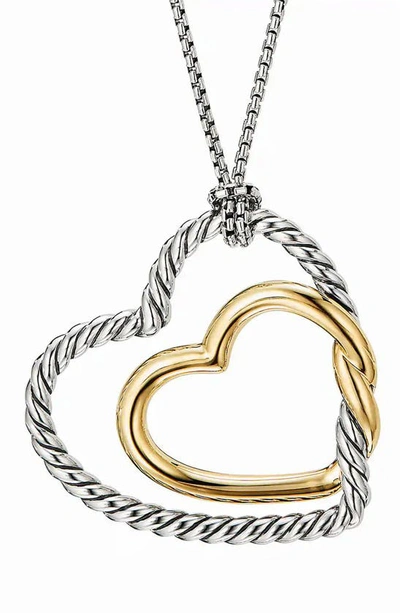David Yurman Sterling Silver & 18k Yellow Gold Continuance Heart Necklace, 36