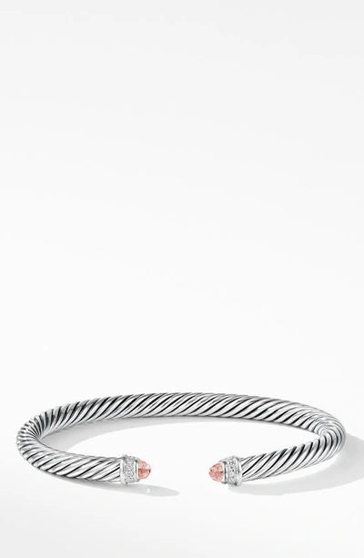 David Yurman Cable Classics Bracelet With Semiprecious Stones & Diamonds In Morganite