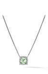 David Yurman Châtelaine Amethyst & Diamond Pendant Necklace In Silver Pave/ Prasiolite