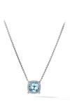 David Yurman Châtelaine Amethyst & Diamond Pendant Necklace In Silver Pave/ Blue Topaz