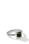 David Yurman Petite Chatelaine® Ring With Semiprecious Stone And Diamonds In Silver Pave/ Black Onyx