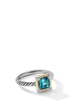 David Yurman Petite Chatelaine® Ring With Semiprecious Stone And Diamonds In Silver Pave/ Hampton Blue