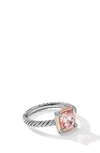 David Yurman Petite Chatelaine® Ring With Semiprecious Stone And Diamonds In Silver Pave/ Morganite