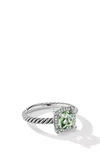 David Yurman Petite Chatelaine® Pavé Bezel Ring With Semiprecious Stone And Diamonds In Silver Pave/ Prasiolite