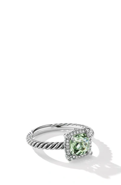 David Yurman Petite Chatelaine® Pavé Bezel Ring With Semiprecious Stone And Diamonds In Silver Pave/ Prasiolite