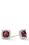 David Yurman Petite Chatelaine® Pavé Bezel Stud Earrings With Semiprecious Stone And Diamonds In Silver Pave/ Red Garnet