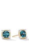 David Yurman Petite Chatelaine® Stud Earrings With Semiprecious Stone And Diamonds In Silver Pave/ Hampton Blue