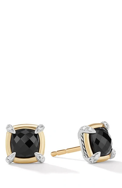 David Yurman Petite Chatelaine® Stud Earrings With Semiprecious Stone And Diamonds In Silver Pave/ Black Onyx