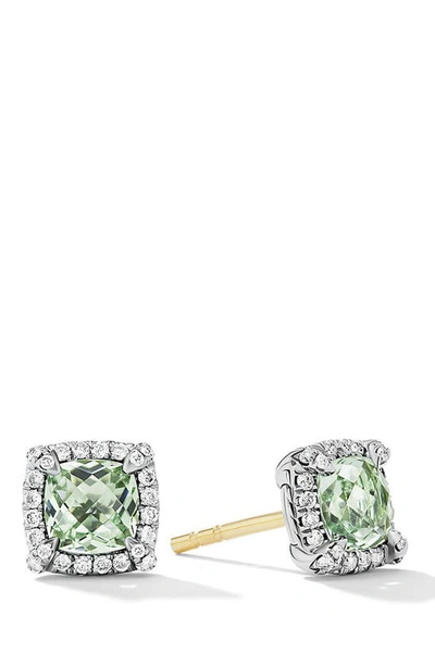 David Yurman Sterling Silver Chatelaine Prasiolite & Diamond Halo Stud Earrings - 100% Exclusive