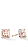 David Yurman Petite Chatelaine® Stud Earrings With Semiprecious Stone And Diamonds In Silver Pave/ Morganite