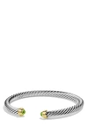David Yurman Cable Classics Bracelet With Semiprecious Stones & 14k Gold, 5mm In Peridot