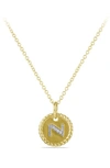 David Yurman Cable Collectibles Initial Pendant With Diamonds In N